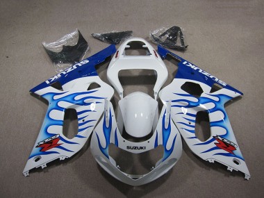 Blanc Bleu Flamme Carénage GSXR 750 K1 K2 K3 2001-2003