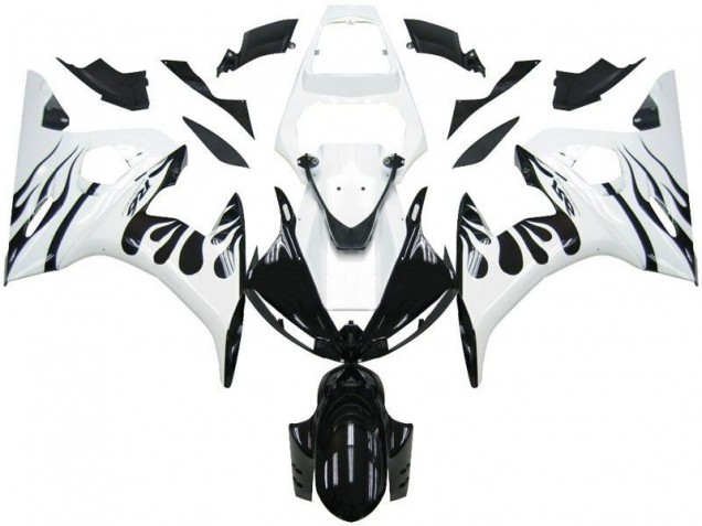 Blanc Flamme Noir Carénage R6 2003-2005 Blanc Flamme Noir Carénage R6 2003-2005