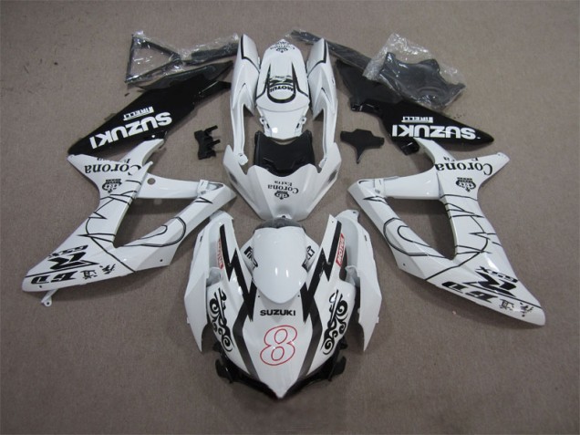 Blanc Noir Corona Extra Motul 8 Carénage GSXR 600 K8 2008-2010 Blanc Noir Corona Extra Motul 8 Carénage GSXR 600 K8 2008-2010