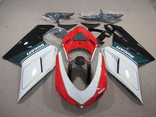 Blanc Rouge Carénage Ducati 1098 848 2007-2014 Blanc Rouge Carénage Ducati 1098 848 2007-2014