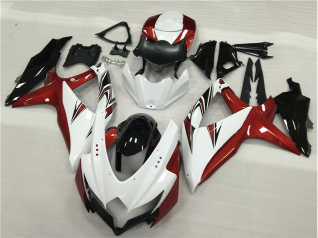 Blanc Rouge Noir Carénage GSXR 600 / 750 K8 2008-2010 Blanc Rouge Noir Carénage GSXR 600 / 750 K8 2008-2010