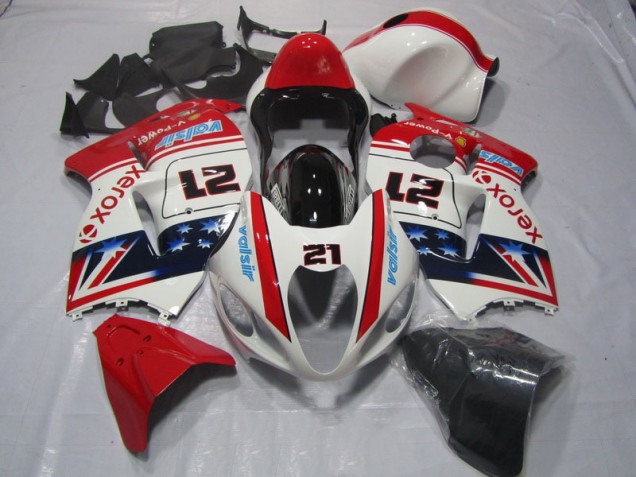 Blanc Rouge Xerox 21 Carénage GSXR 1300 Hayabusa 1996-2007 Blanc Rouge Xerox 21 Carénage GSXR 1300 Hayabusa 1996-2007