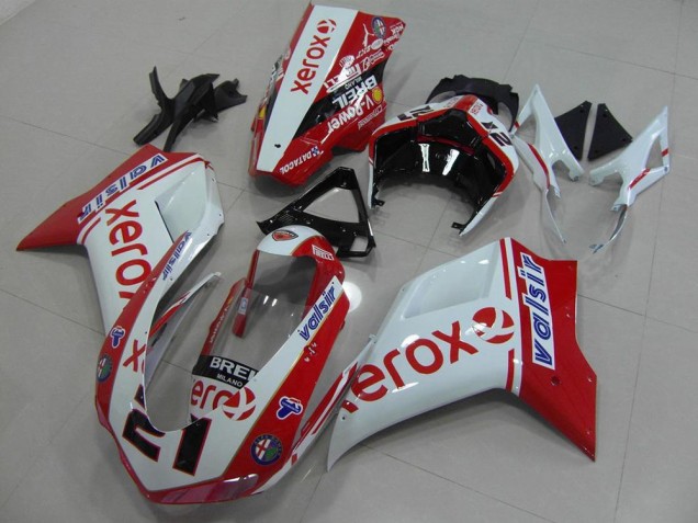 Blanc Rouge Xerox Carénages Ducati 848 1098 1198 2007-2014 Blanc Rouge Xerox Carénages Ducati 848 1098 1198 2007-2014