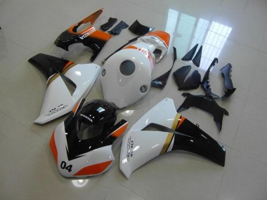 Blanc et Noir et Orange Courses Carénage CBR 1000 RR 2008-2011