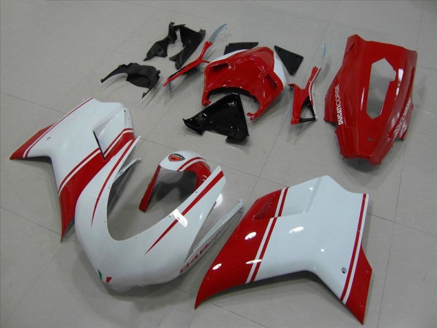 Blanc et Rouge Courses Version Carénage Ducati 848 1098 1198 2007-2014 Blanc et Rouge Courses Version Carénage Ducati 848 1098 1198 2007-2014