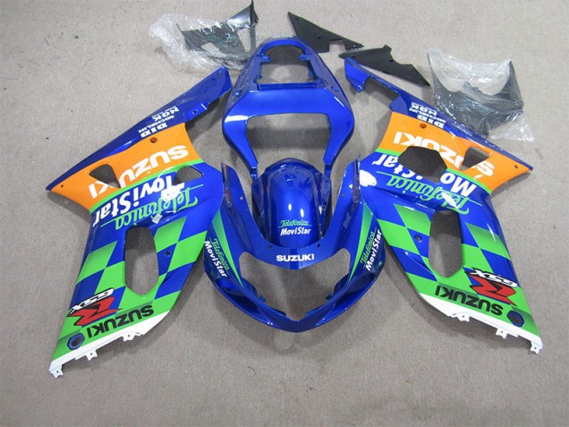 Bleu Vert Telefumia Movistar Carénage GSXR 600 K1 K2 K3 2001-2003 Bleu Vert Telefumia Movistar Carénage GSXR 600 K1 K2 K3 2001-2003