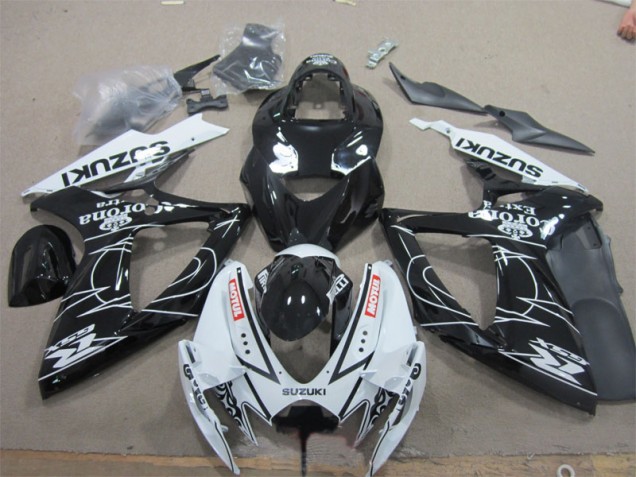 Noir Blanc Corona Extra Motul Carénage GSXR 600 K6 2006-2007 Noir Blanc Corona Extra Motul Carénage GSXR 600 K6 2006-2007