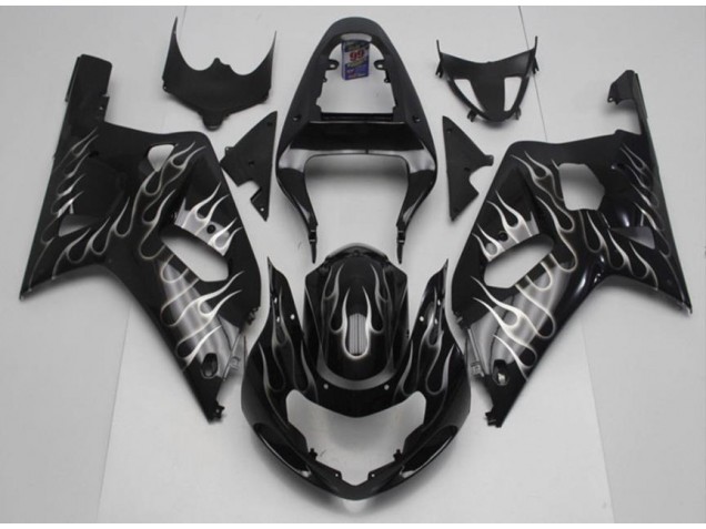 Noir Blanc Flamme Carénage GSXR 600 / 750 K1 K2 K3 2001-2003 Noir Blanc Flamme Carénage GSXR 600 / 750 K1 K2 K3 2001-2003