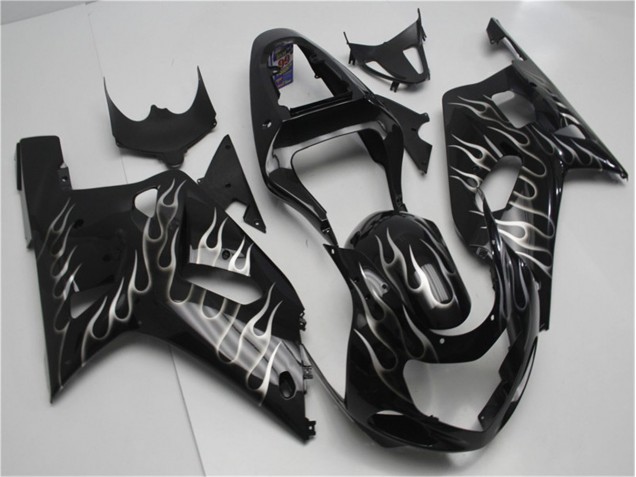 Noir Blanc Flamme Carénage GSXR 600 / 750 K1 K2 K3 2001-2003 Noir Blanc Flamme Carénage GSXR 600 / 750 K1 K2 K3 2001-2003