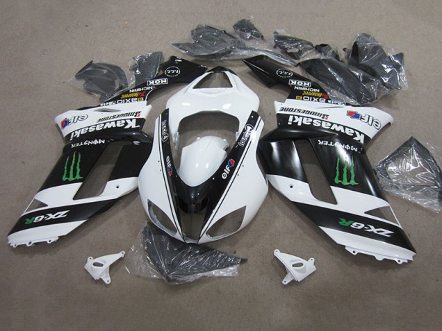 Noir Blanc Monster Carénage ZX6R 2007-2008 Noir Blanc Monster Carénage ZX6R 2007-2008