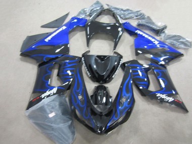Noir Bleu Flamme Ninja 636 Carénage ZX6R 2005-2006