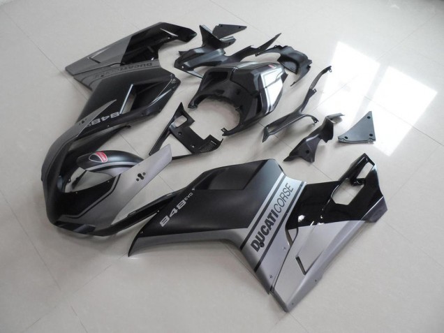 Noir Mat Argent Style OEM Carénage Ducati 848 1098 1198 2007-2014 Noir Mat Argent Style OEM Carénage Ducati 848 1098 1198 2007-2014