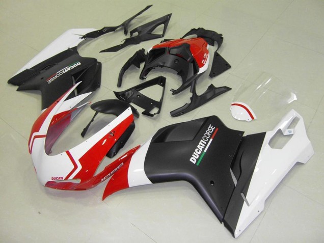 Noir Mat Blanc Rouge Carénage Ducati 848 1098 1198 2007-2014 Noir Mat Blanc Rouge Carénage Ducati 848 1098 1198 2007-2014