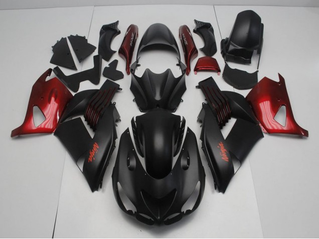 Noir Mat et Rouge Carénage ZX14R ZZR 1400 2006-2011 Noir Mat et Rouge Carénage ZX14R ZZR 1400 2006-2011