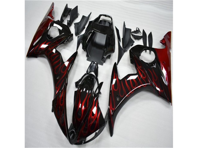 Noir Rouge Flamme Carénage R6 2003-2005 Noir Rouge Flamme Carénage R6 2003-2005