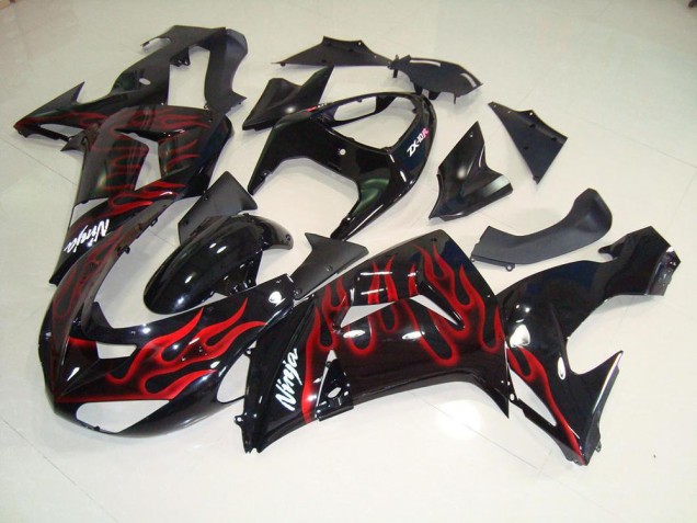 Noir Rouge Flamme Carénage ZX10R 2006-2007