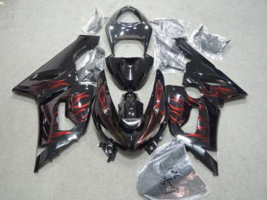 Noir Rouge Flamme Carénages ZX6R 2005-2006