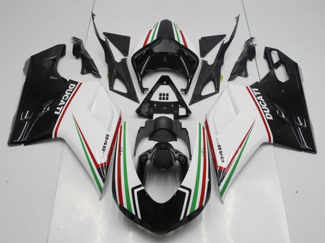 Noir Vert et Blanc Carénage Ducati 848 1098 1198 2007-2014 Noir Vert et Blanc Carénage Ducati 848 1098 1198 2007-2014