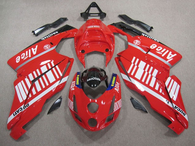 Rouge Blanc Alice Sandisk Carénage Ducati 749 2005-2006 Rouge Blanc Alice Sandisk Carénage Ducati 749 2005-2006