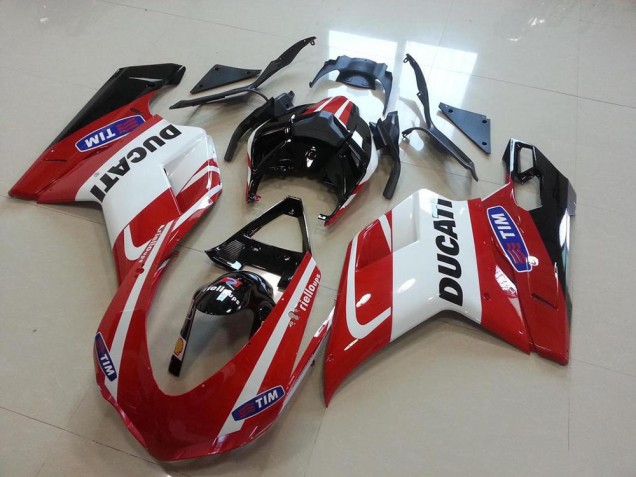 Rouge Blanc Carénage Ducati 848 1098 1198 2007-2014 Rouge Blanc Carénage Ducati 848 1098 1198 2007-2014