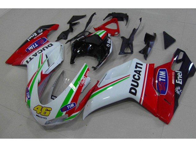 Rouge Blanc Jaune 46 Carénage Ducati 848 1098 1198 2007-2014 Rouge Blanc Jaune 46 Carénage Ducati 848 1098 1198 2007-2014