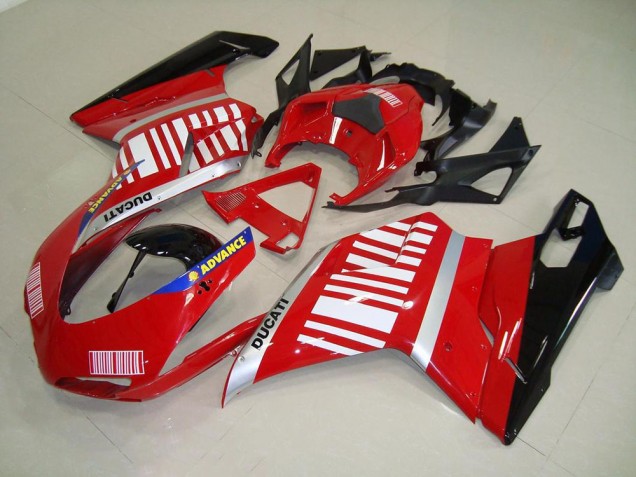 Rouge Blanc Kit Carénages Complet Ducati 848 1098 1198 2007-2014