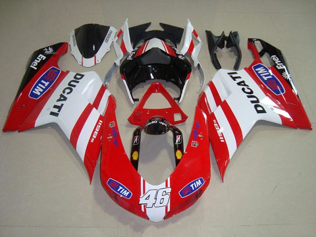 Rouge Blanc Tim 46 Carénage Ducati 1098 2007-2014 Rouge Blanc Tim 46 Carénage Ducati 1098 2007-2014