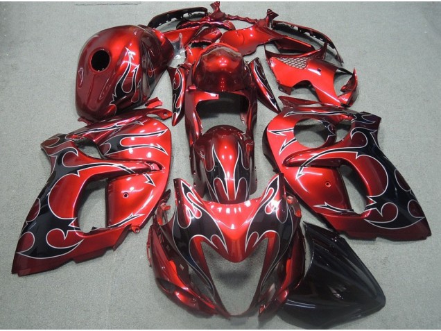 Rouge Noir Flamme Carénage GSXR 1300 Hayabusa 2008-2019