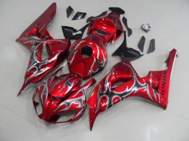 Rouge avec Noir Gris Flamme Carénage CBR 1000 RR 2006-2007